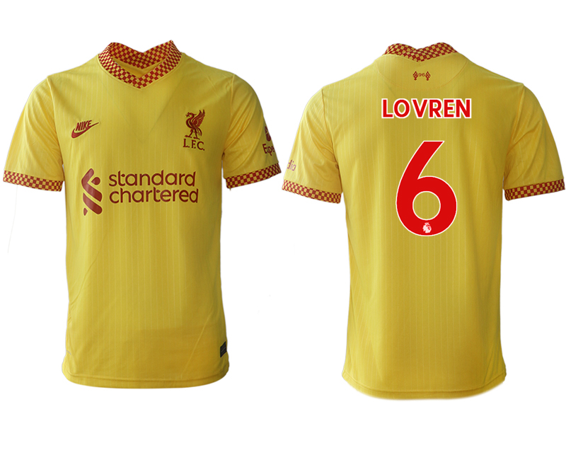 Cheap Men 2021-2022 Club Liverpool Second away aaa version yellow 6 Soccer Jersey